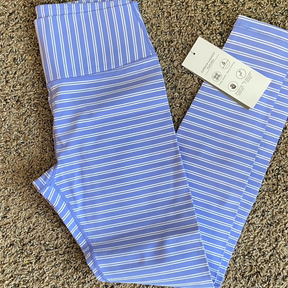 Glyder athletic legging, periwinkle, striped